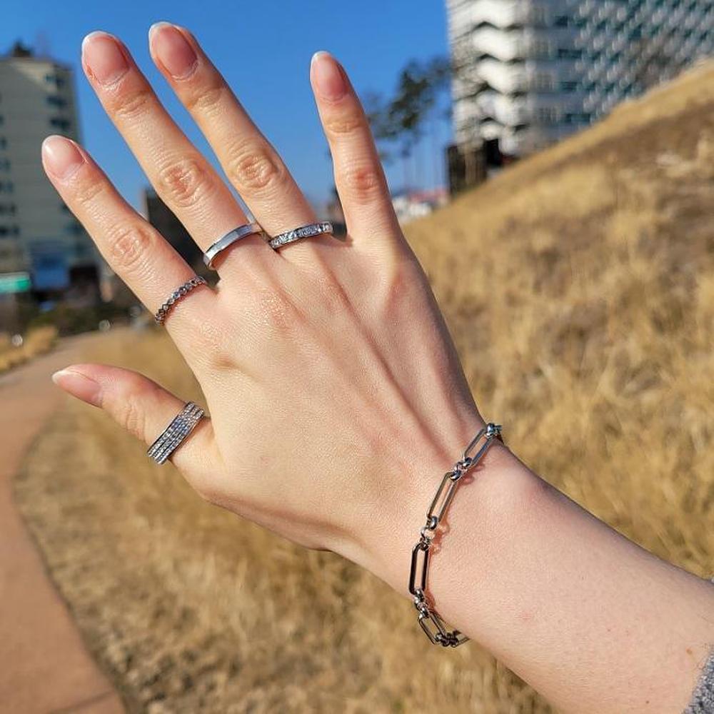 [Blossom Steel] Surgical Steel Chain Ring Women's Chain Bracelet Gift (S8138508)