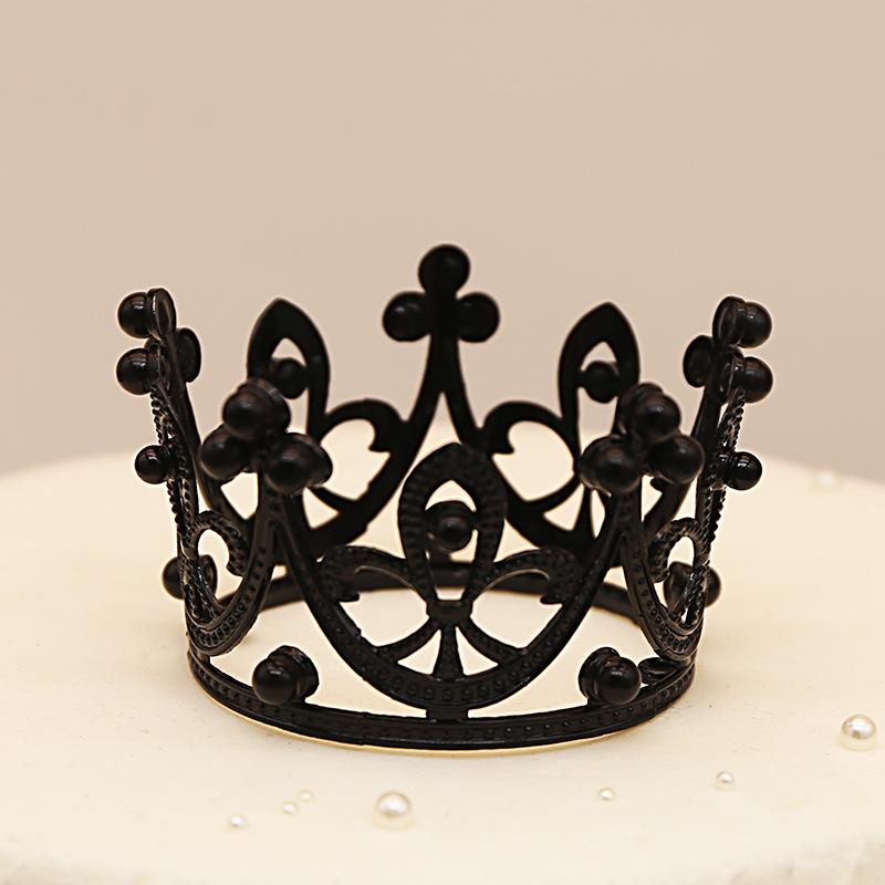 Children's Round Cake Crown Gift Baking Decoration Accessories Birthday Alloy Pearl Headdress Accessories Ornaments