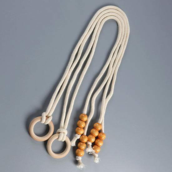 Yousheng Natürliche Holzperlen Vorhangband mit Quastenring Dekorative Halter Vorhangbinder Wohnzimmer Heimdekoration