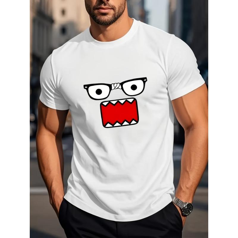 European Size Men's Casual Sporty Fashion Short Sleeve Trendy Pattern 2D Print, Stretchy Comfortable for Sports, Travel, Daily Wear - Fit Crew Neck