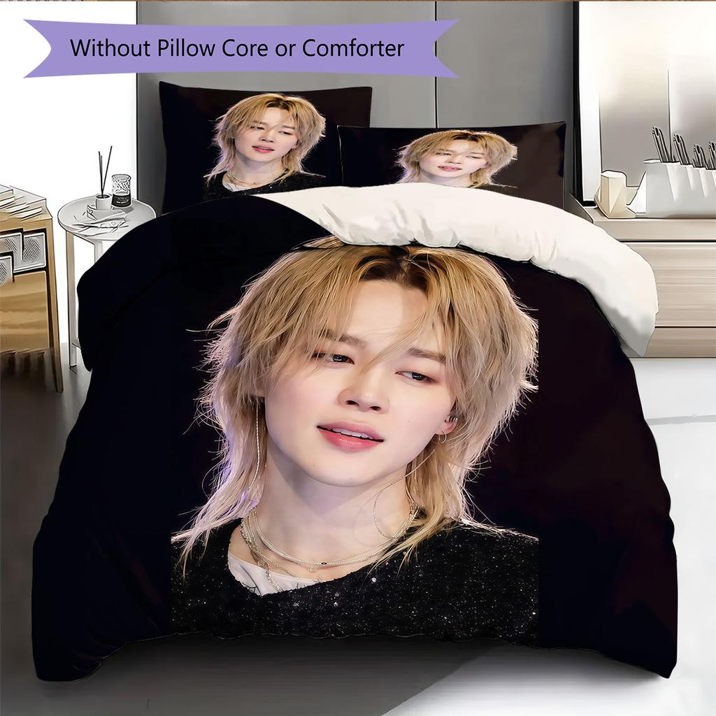 Jimin Pattern Bedding Home Decoration Birthday Gift ( 1 duvet cover + 2 pillowcase, without core),fan merchandise.