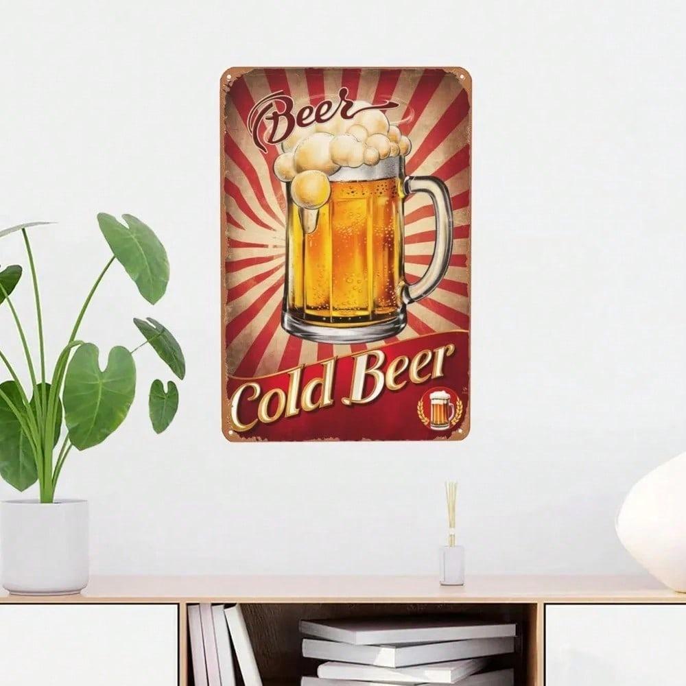 Vintage Beer Tin Sign Metal Wall Art Plaque 8x12 Rustic Retro Home Pub Bar Decor