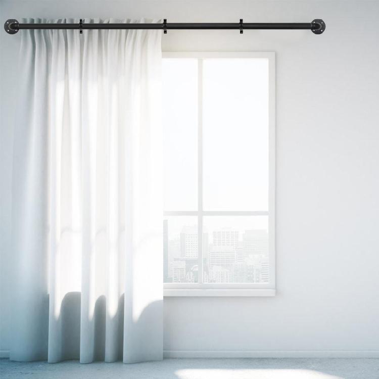 Adjustable Length Carbon Steel Curtain Rod Wrap Around Drapery Rod for Bedroom Indoor and Outdoor Curtain Rod Decors