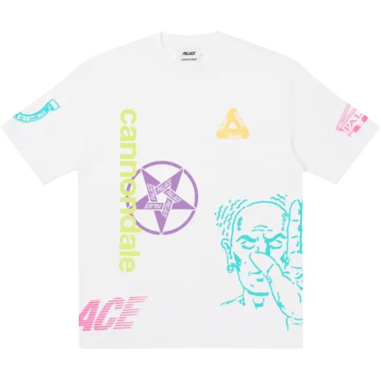Palace Футболка X Cannondale Mad Boy белая FW21 с принтом логотипа, круглым вырезом и коротким рукавом, унисекс, футболки P21CTS002 XL