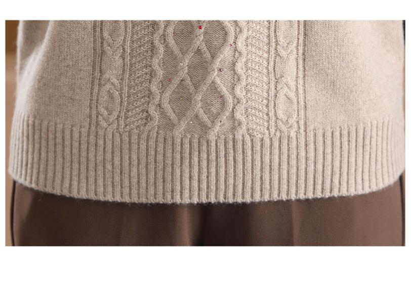 Autumn/Winter 100% Wool Knit Base Layer Sweater for Mid-Aged & Elderly Women - Thick, Warm, Inner Wear