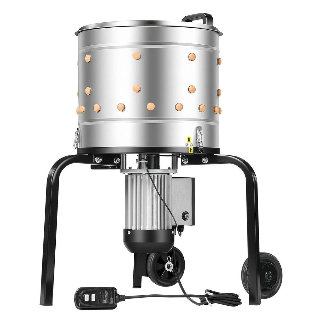 Chicken Plucker Machine, 400mm Drum, 500W & 230RPM Electric Chicken Plucking Machine with 114 Soft Fingers & Transport Wheels, Stainless Steel Feather