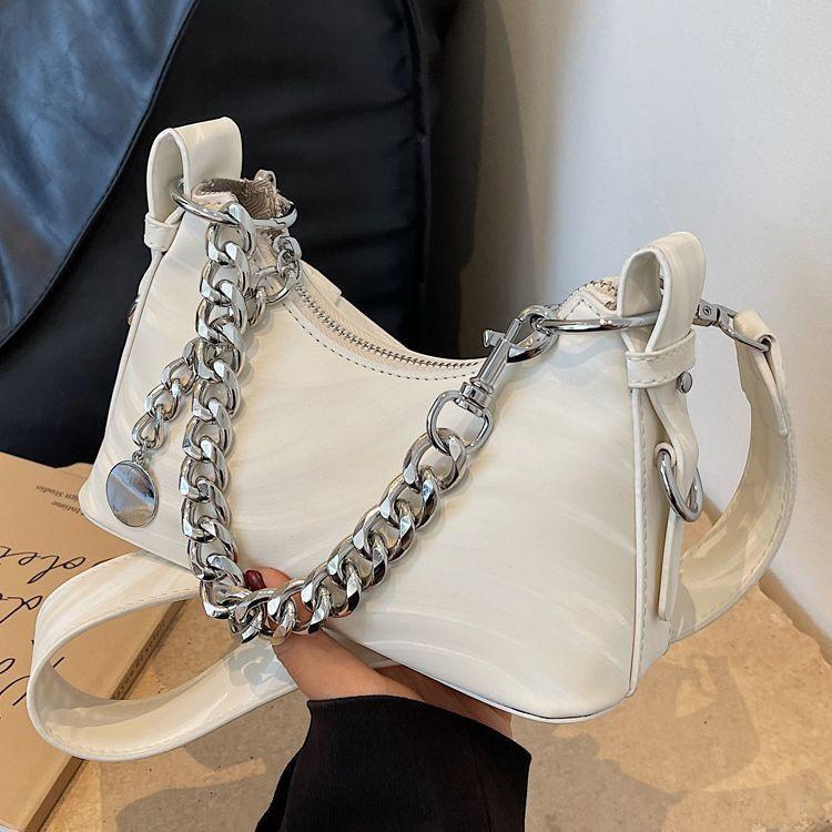 Trendy Street Style Small Square Bag With Chain Elements Pu Material Shoulder Bag