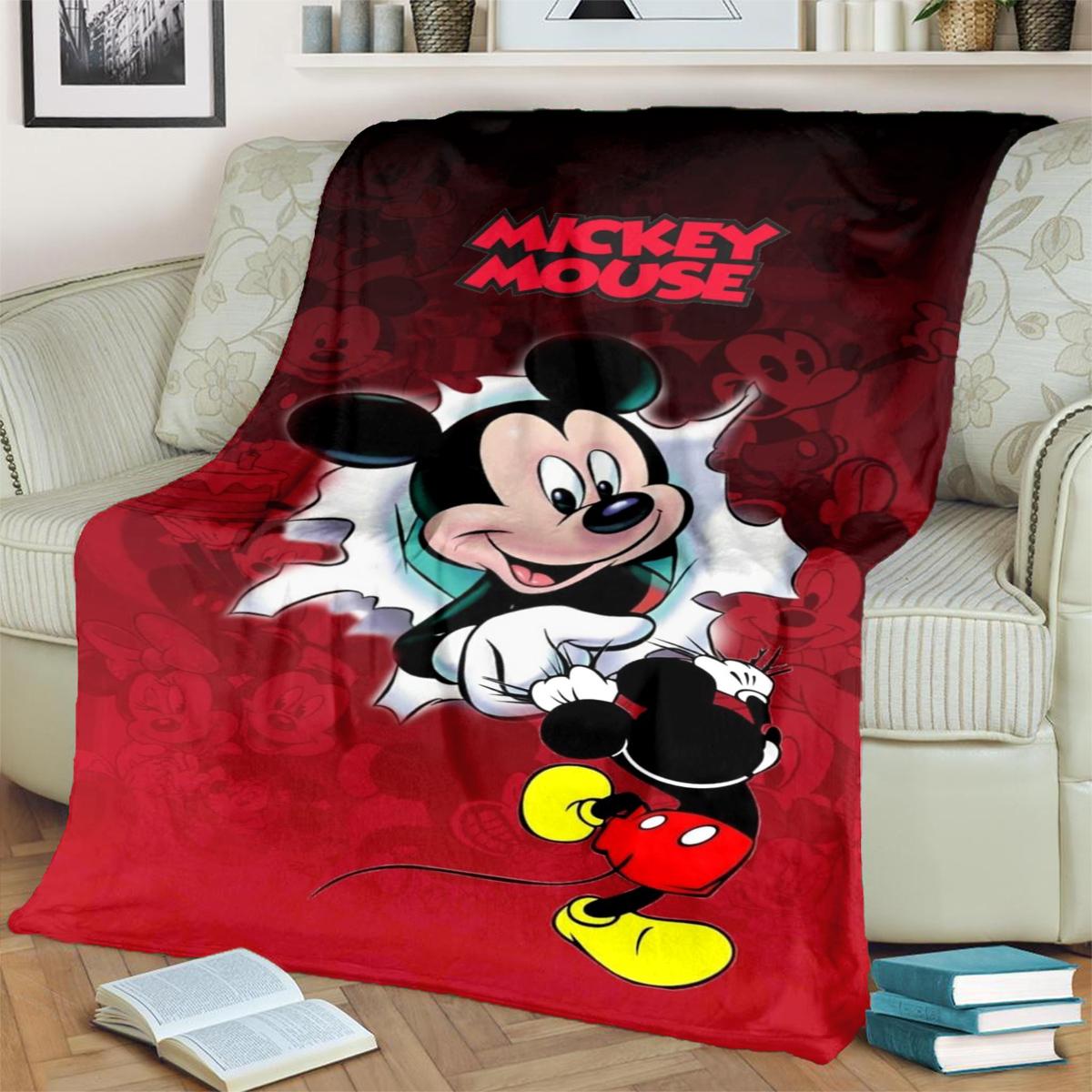 

Comfortable Warm Printed Flannel Blanket Featuring Minnie & Mickey for Home, Sofa, Bed, Travel and Picnics 75x90cm