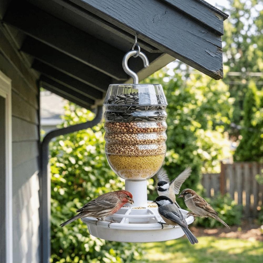 Transparent Hanging Bird Feeder Rust-resistant Automatic Bird Feeder  Garden