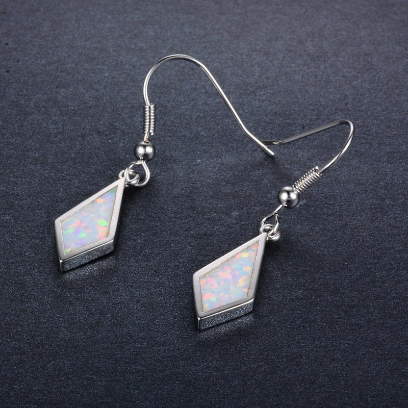 Summer jewelry platinum rhombus blue earrings simple atmosphere niche design earrings белый
