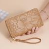 Double-pull wallet women's new embossed high-end fashion multi-card double-layer clutch bag