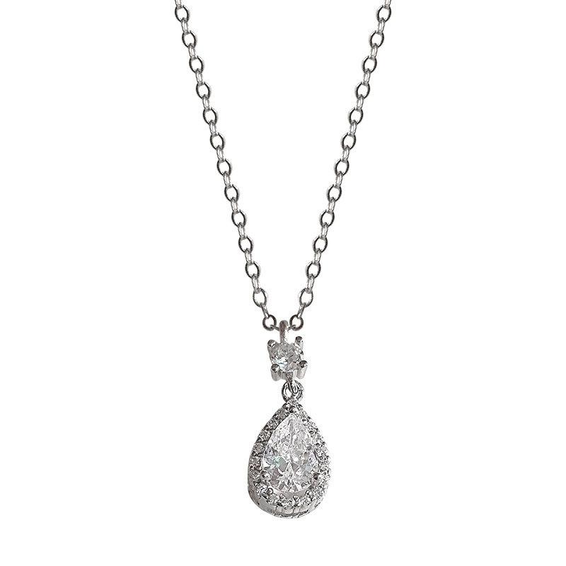 Temperament Water Droplet Pendant Fine Necklace for Women's New Light Luxury Small Neckchain Design