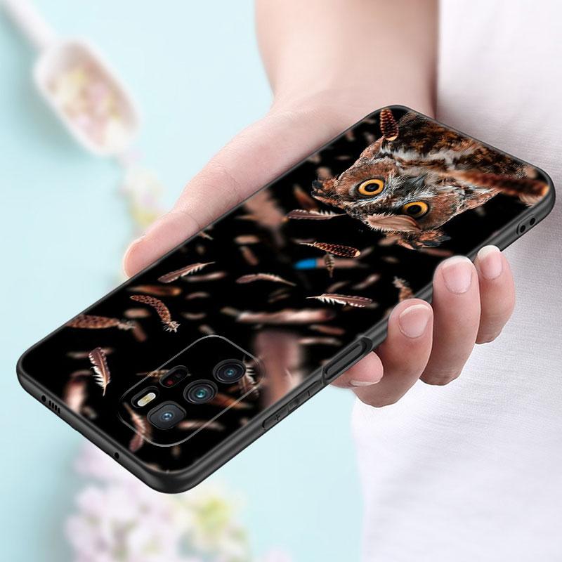 Cute Owl Animal Phone Case For Xiaomi Redmi Note 7 8 9 10 Lite 11 11E 11T 12 Pro 11S 4G 10T 5G 8T 9S 10S Soft TPU Black Cover
