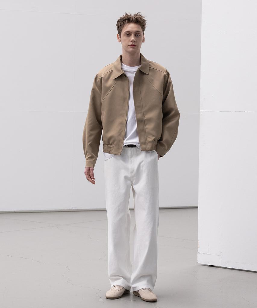Decoroso Curved Raglan Blouson Jacket [Beige]