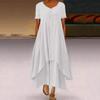 Women's Fashion Boho Solid Color Short Sleeve Loose Casual Irregular Dress