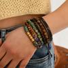 6-Piece new wooden bead beaded gravel leather men's and women's bracelets are suitable for daily wear by men and women