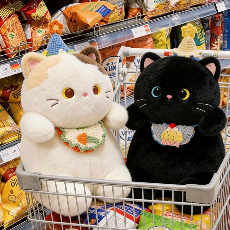 Cute Threecolor Cat Plush Toy Pillow With Soft Stuffing For Kids And Adults