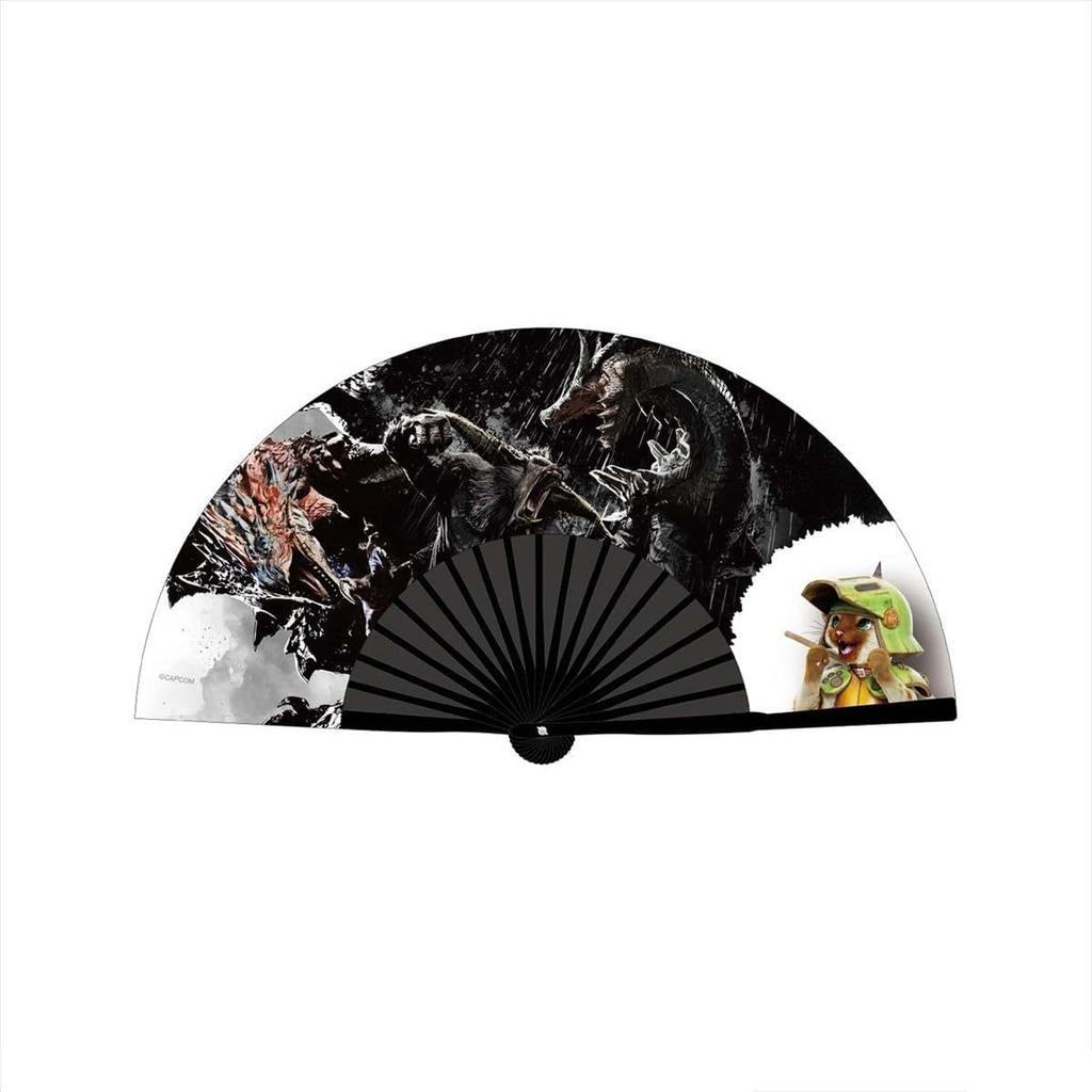 CAPCOM Monster Hunter Můstek Nástěnné umění Skládací H210 x Polyesterový a Bambusový Vějíř, Cca. W360mm,