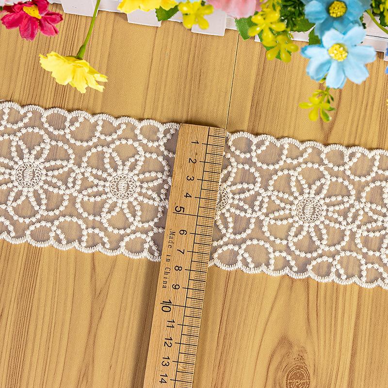 4Meter/lot 6-9cm Width Ecru Mesh Lace Embroidery Trim Kids Dress Home Textile Curtain Lace Accessories