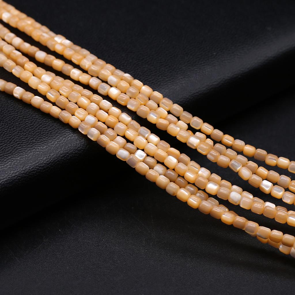 1Strand Natural Freshwater Shell Beads 3.5×3.5mm,Square Coloured Shell Loose Spacer Beads for Jewelry Making DIY Bracelet Accessories Beading 38cm