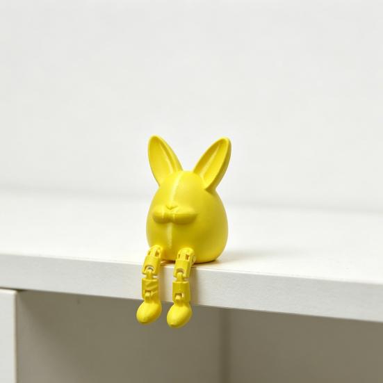 Easter Egg Bunny Figurine, 3D Printed Poseable Rabbit Statue with Movable Legs, Cute Desktop Ornament for Home, Office