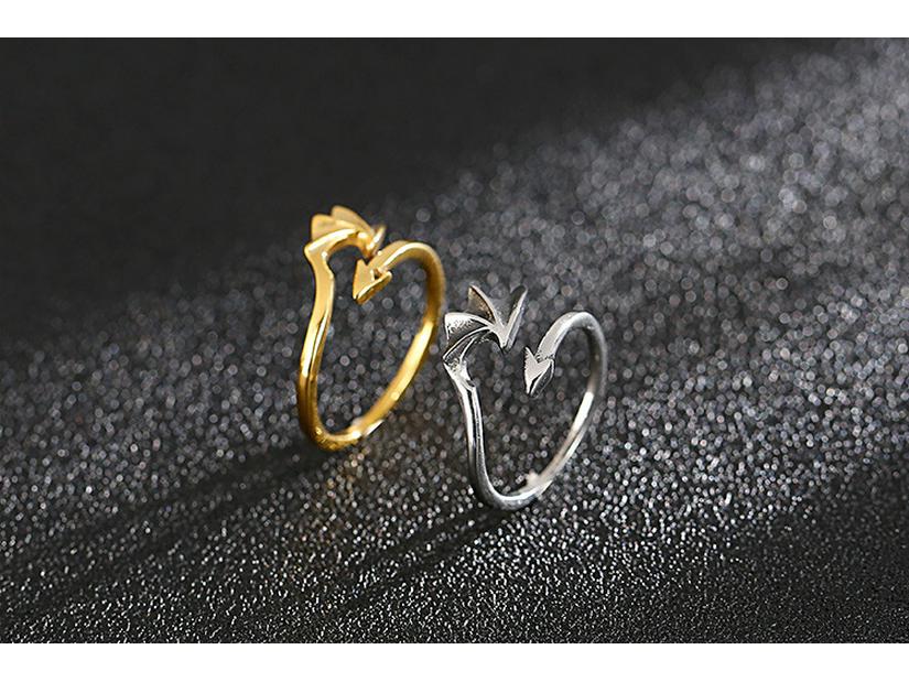 Arrow Wings Stainless Steel Devil's Feather Couple Ring
