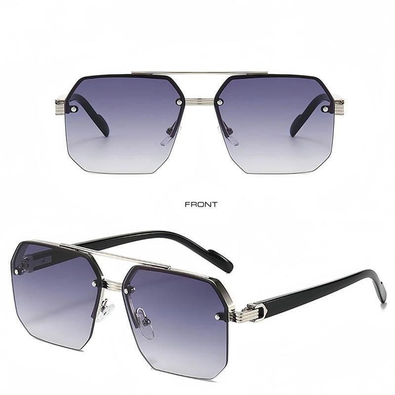 Rimless Square Aviator Sunglasses | Gradient Lens Fashion Shades for Men & Women