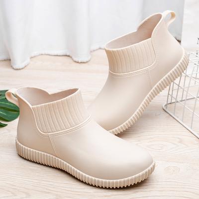 Mode warme Regenschuhe Damen Trend kurze Wasserschuhe Oberbekleidung Arbeitsschuhe Low-Top wasserdichte und rutschfeste Gummischuhe Regenstiefel