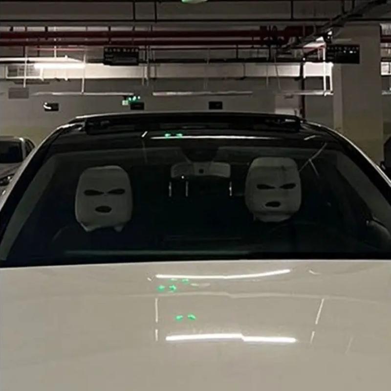 Universal Car Headrest Cover Funny Car Seat Face Mask Ski Mask Wrap Protection Vehicle Front Head Rest Protectors Accessories
