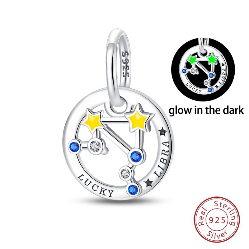 100 copper Creative Luminous 12 Constellation Leo Taurus Pendants Compatible With Authentic Bracelets Do It Yourself Jewellery