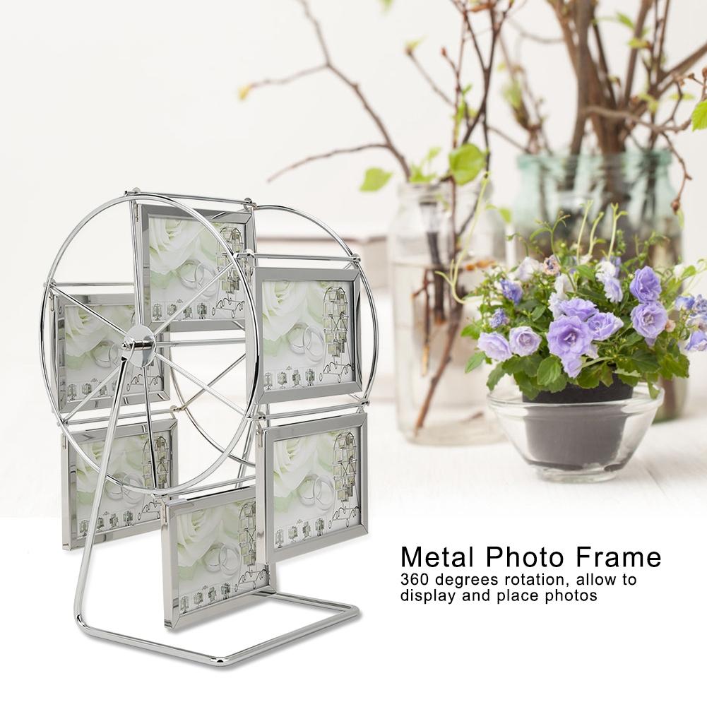 Metal Rotating Wheel Picture Photo Frame Wedding Photography Studio Decor for 5x3.5in Photo