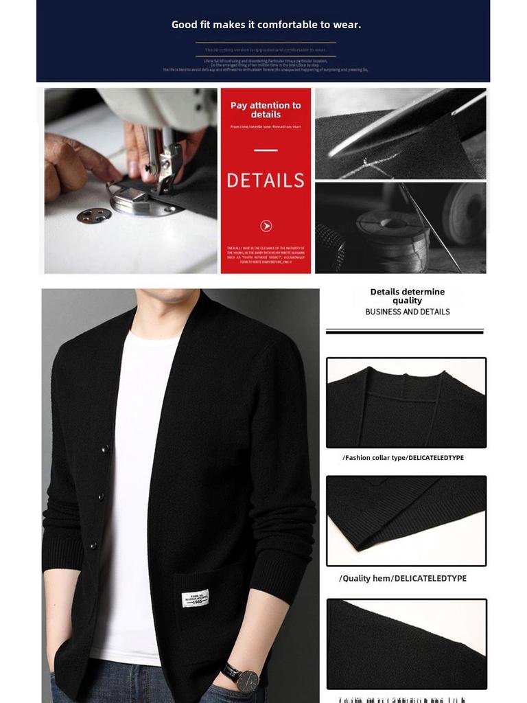 Hengyuanxiang 2025 Men's Knitted Cardigan: Spring & Autumn Casual Sweater for Middle-Aged & Young Dads