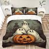 3pcs Ghost With Pumpkin Drawing Print Bedding Set (1 Cover + 2 Pillowcases, Without Inserts), This Printed Bedding Set Is Soft and Comfortab
