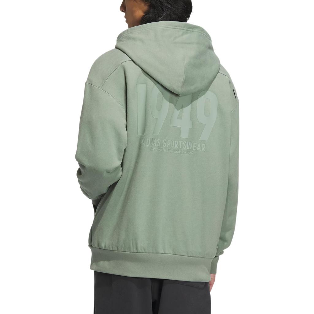 Adidas Graphic Hoodie With Print And Zip Men Tops Silver Green IK3510