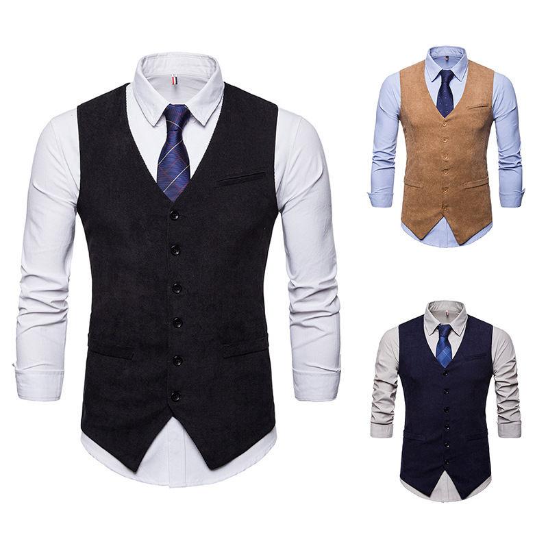 Классические мужские жилеты Твидовый костюм Бизнес-жилет Панк Жилет ...