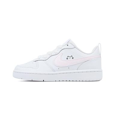 Court Borough 2 White Pink Kitten Cushioning, Wear Resistant Low Top Skateboard Shoes Women's BQ5448-100(team1670-)