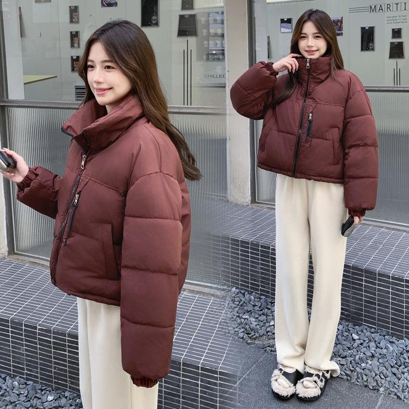 Maillard stand-up neck cotton-padded clothes women's short models new winter small loose bread clothes student jacket