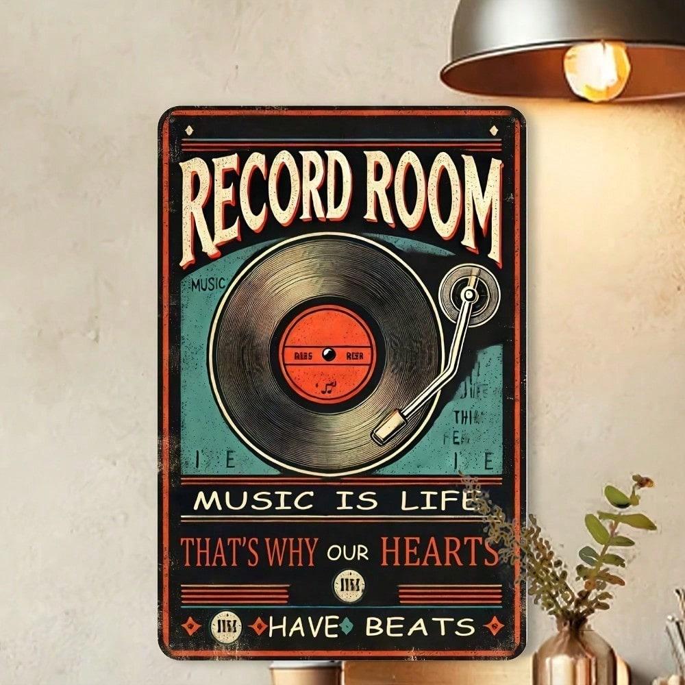 Vintage Metal Wall Sign Retro Music Record Store Decor Home Bar Cafe Garage Iron Art Hanging Plaque