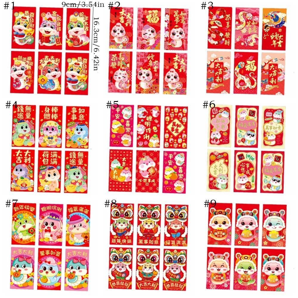 6pcs Blessing Chinese New Year Money Bag Hongbao Good Luck Red Pocket  Celebration Party