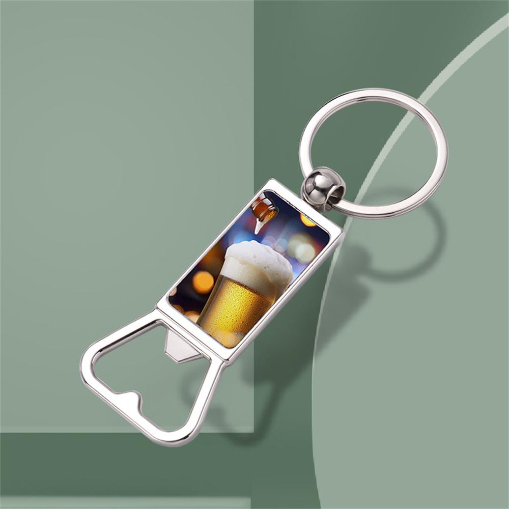 Ublimation Metal Blank Keychains Bottle Opener Key Ring Heat Transfer Sublimation Key Rings Customized Photo