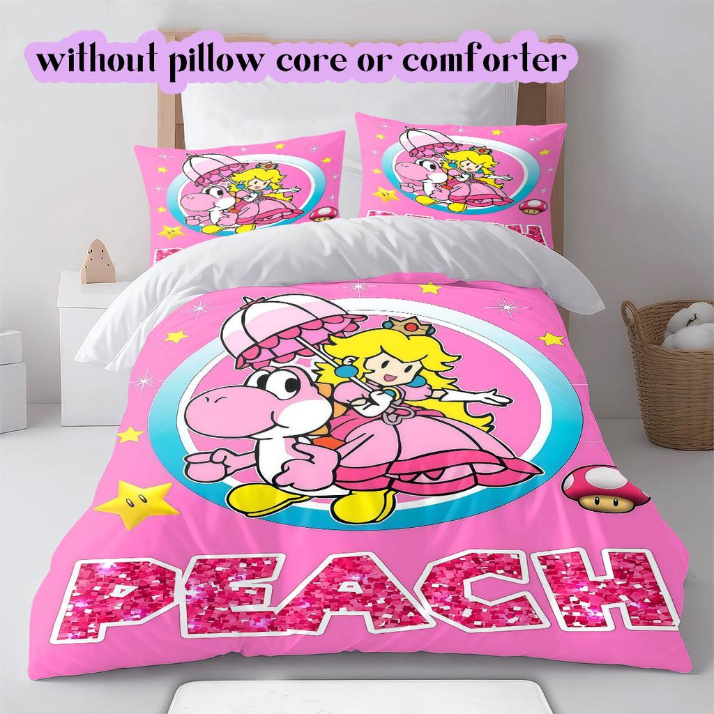 Mario Cartoon characters Cartoon Bedding Set Duvet Cover 3pcs Print Children Gift Extra Large Various Sizes Available
