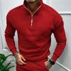 Men's Casual Fleece-lined Half-Zip Stand Collar Sweatshirt