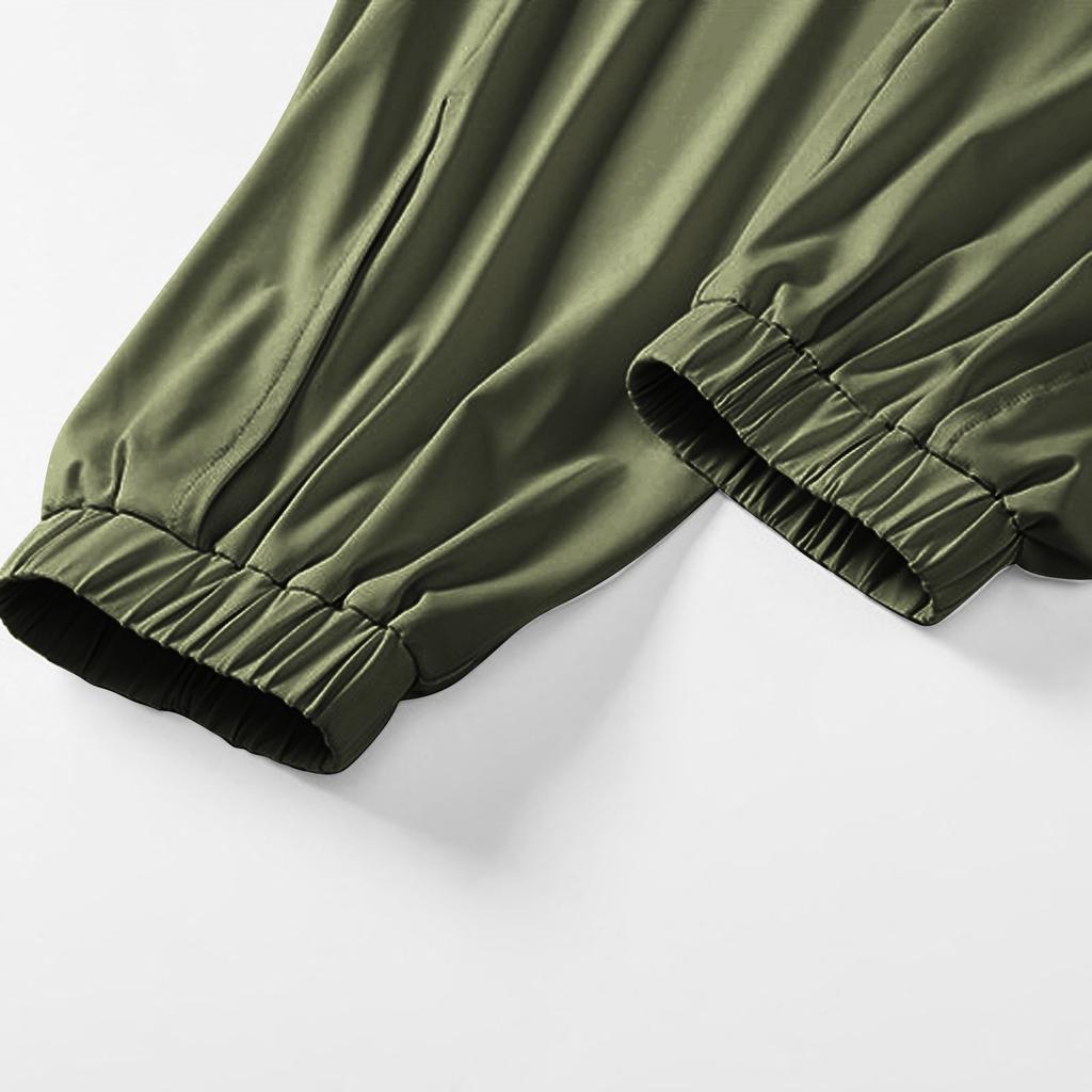 Women's Casual Solid Colour Elastic Waist Straight Casual Pants With Pockets
