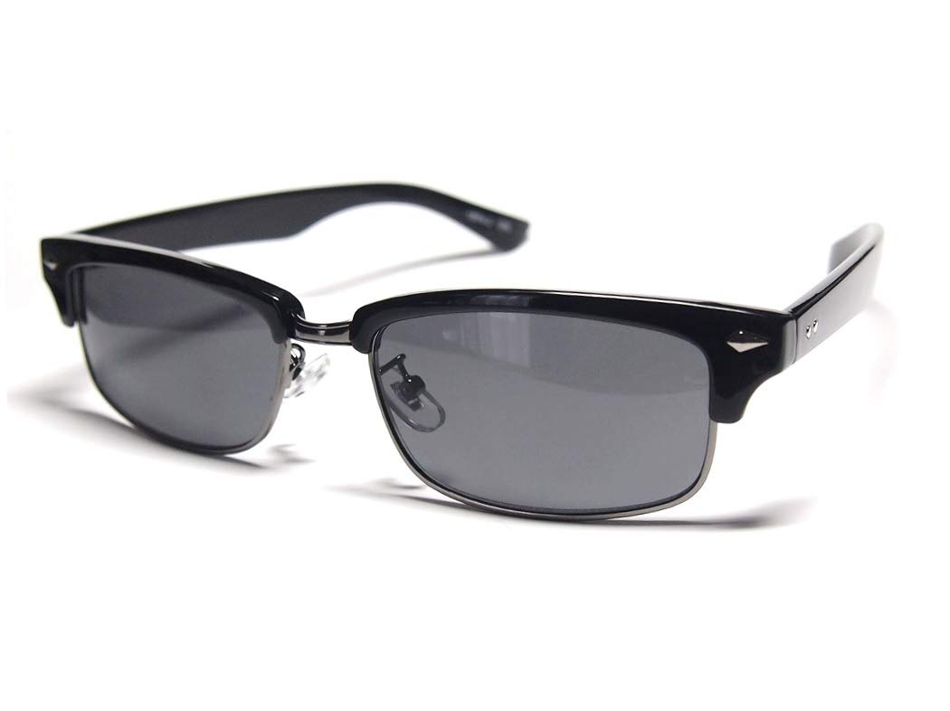 

[Nandemoya Honpo] Retro Stylish Browline Frame EyeglassesSunglasses 1974 (BlackSmoke)