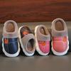 Children's cotton slippers PU leather waterproof soft bottom non-slip piled thickened parent-child adult couple home winter warm