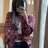 1116 New plaid shirt women's jacket women's loose long-sleeved stacked wear design sense retro casual plaid top trendy