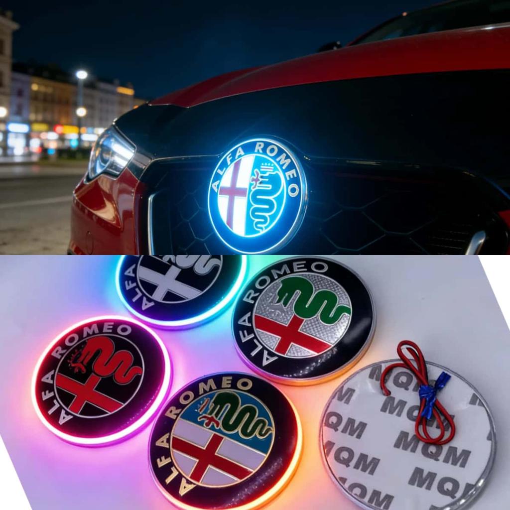 74mm 75mm LED Emblem Badge Light For Alfa Romeo Front Rear Trunk Logo Sticker Lamp 1Pcs Red Gold Black White Green zl9