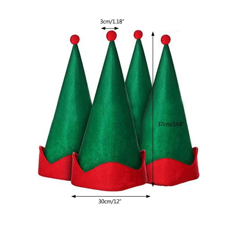 Vintage Red Green Christmas Hat Santa Claus Elf Hat Pointed Hat for Theme Party