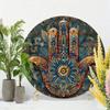 Elegant Hamsa Hand Metal Wall Art for Home Decor 8X8 Inch Protective Symbol