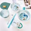 Disney Stitch Tableware Set Household Cartoon Ceramic Rice Bowl Spoon Chopsticks Rice Bowl Cute Children's Gift